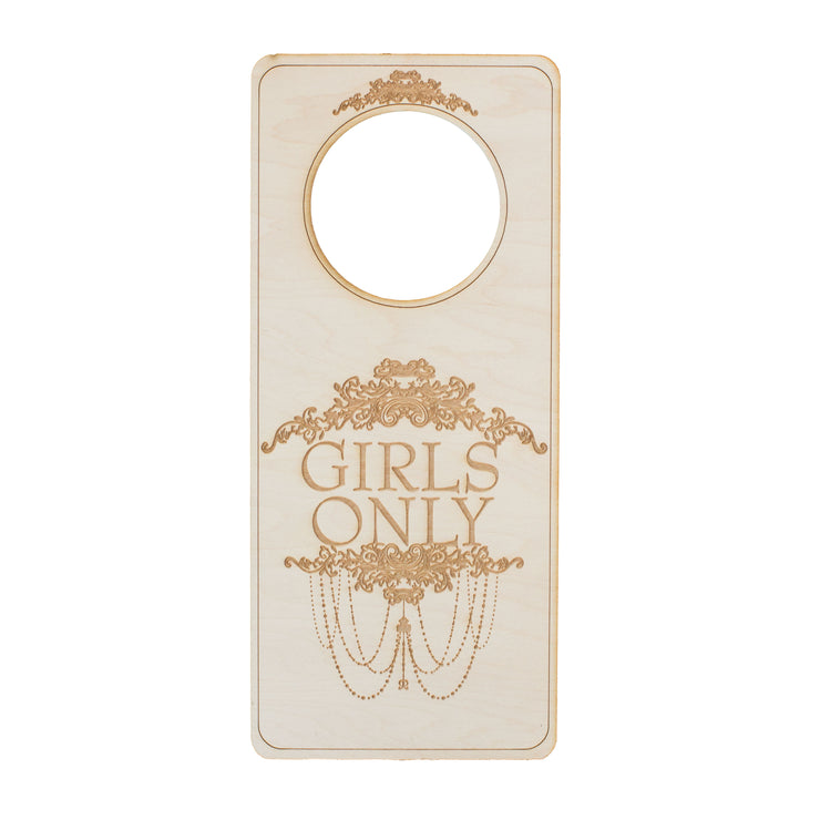 Door Hanger - Girls Only 9x4in Raw Wood