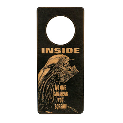 Door Hanger - Inside No One Can Hear You Scream 9x4in Painted Wood Black