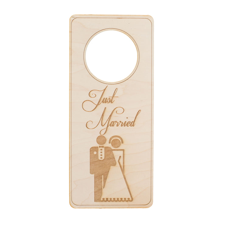 Door Hanger - Just Married 9x4in Raw Wood