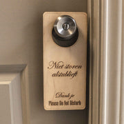 Dutch Language - Please Do Not Disturb - Door Hanger - Raw Wood 9x4