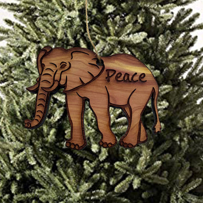 Elephant Peace - Cedar Ornament
