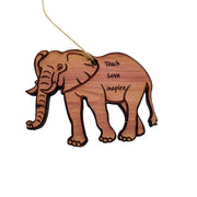 Elephant Teach Love Inspire - Cedar Ornament