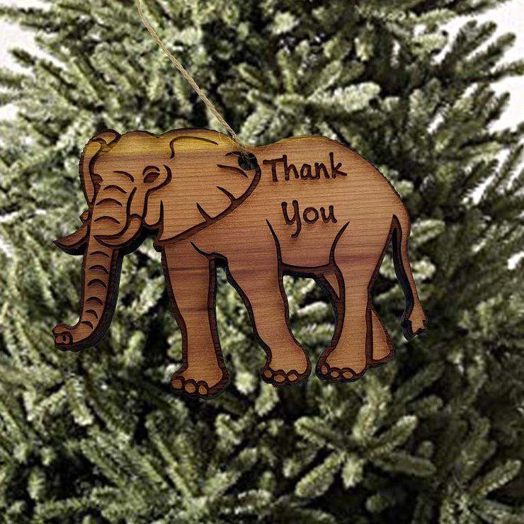 Elephant Thank You - Cedar Ornament