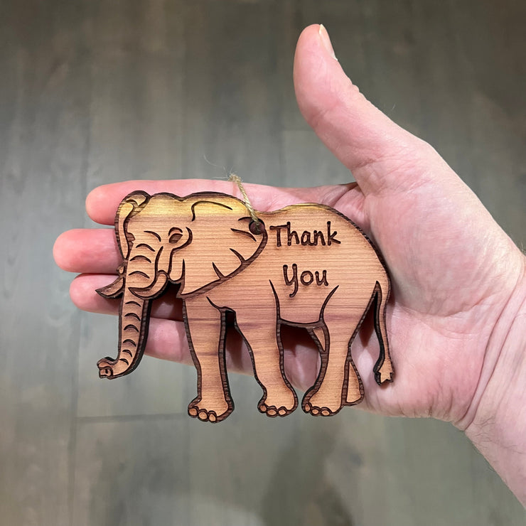 Elephant Thank You - Cedar Ornament