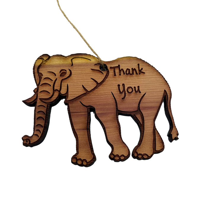 Elephant Thank You - Cedar Ornament