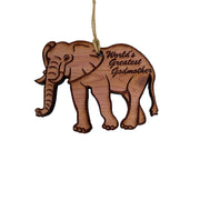 Elephant Worlds Greatest Godmother - Cedar Ornament