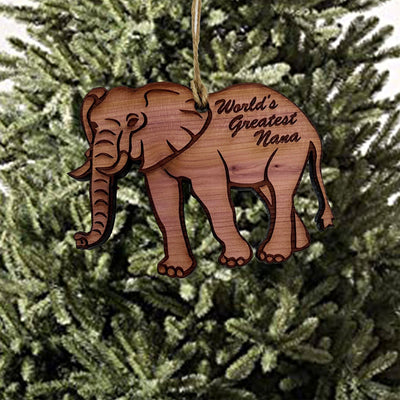 Elephant Worlds Greatest Nana - Cedar Ornament