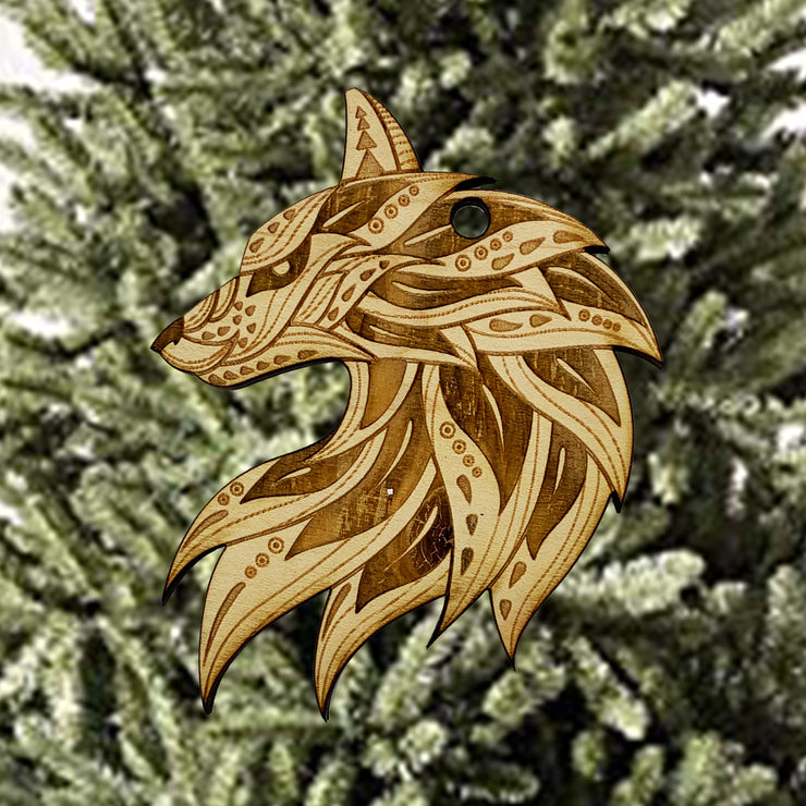 Ornament - Ethnic Wolf - Raw Wood