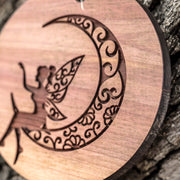 Fairy Moon - Raw Cedar Ornament 3x3in