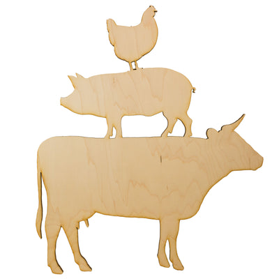 Farm Animals Raw Wood Cutout Sign 13x14 Wall Art