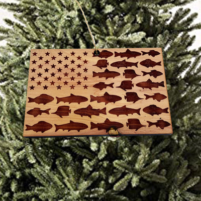 Fish Flag - Cedar Ornament