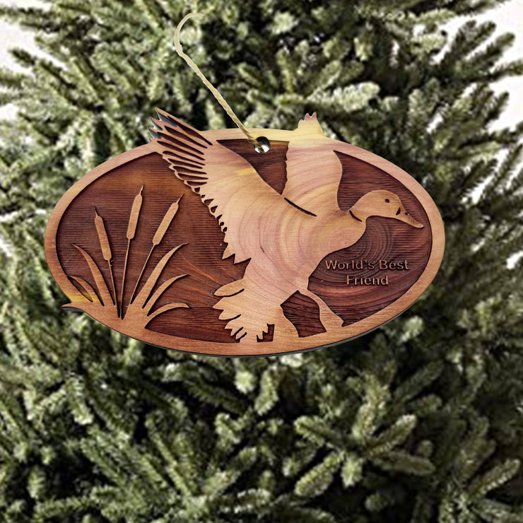 Flying Duck Worlds Best Friend - Cedar Ornament