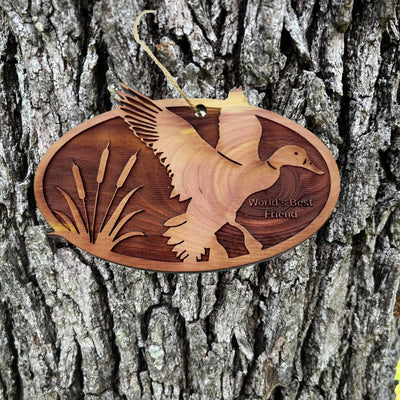 Flying Duck Worlds Best Friend - Cedar Ornament