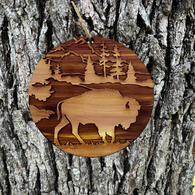 Free Range American Bison - Cedar Ornament