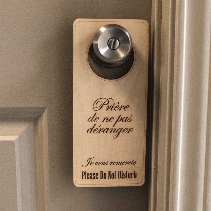 French Language - Please Do Not Disturb - Door Hanger - Raw Wood 9x4