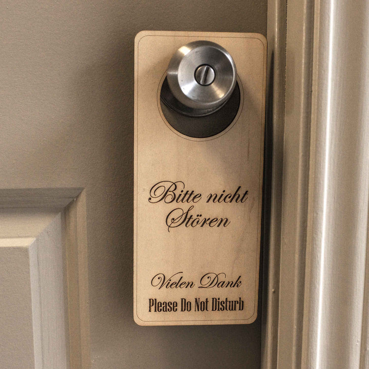 German Language - Please Do Not Disturb - Door Hanger - Raw Wood 9x4