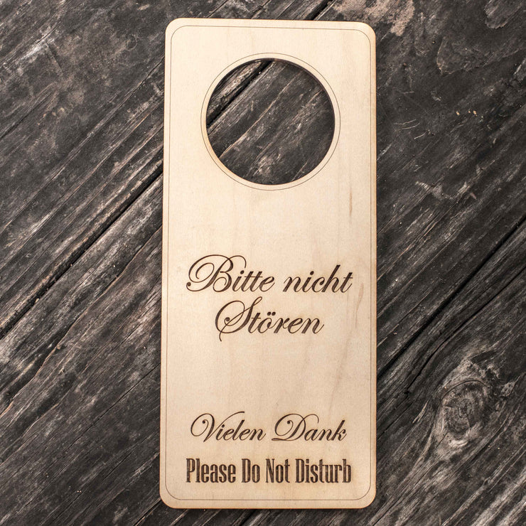 German Language - Please Do Not Disturb - Door Hanger - Raw Wood 9x4