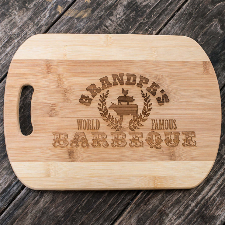 Grandpa's World Famous Barbecue - Cutting Board 14''x9.5''x.5'' Bamboo