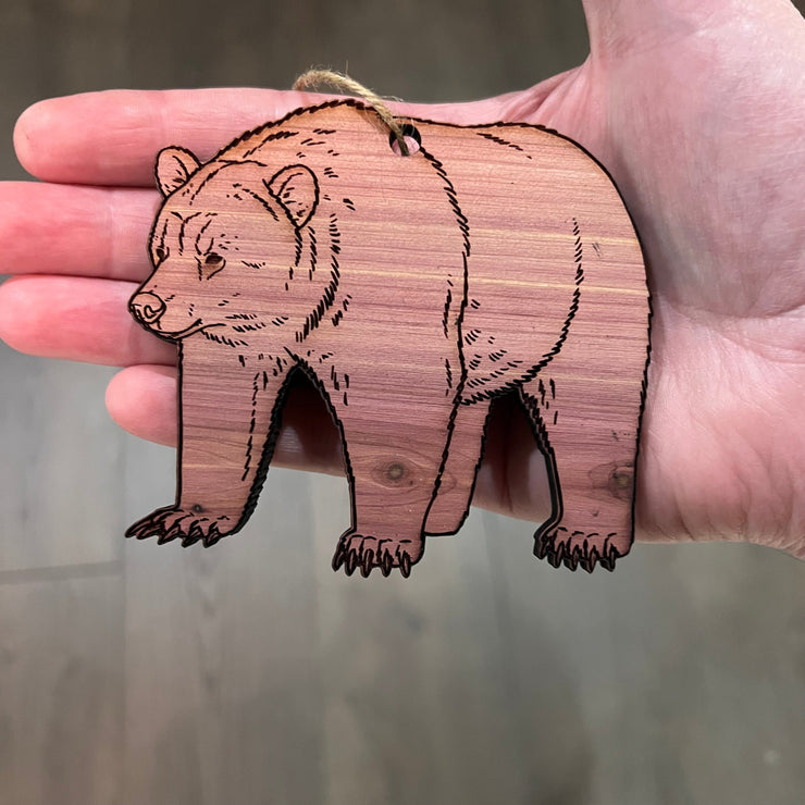 Grizzly Bear - Cedar Ornament