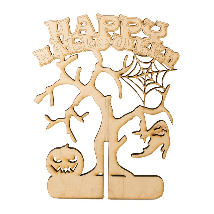 Happy Halloween Tree - Art Kit - RAW Wood 8"x9"