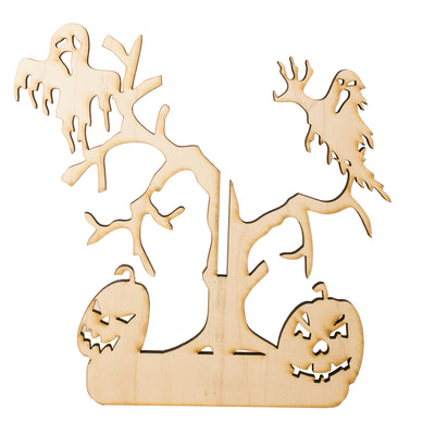 Happy Halloween Tree - Art Kit - RAW Wood 8"x9"