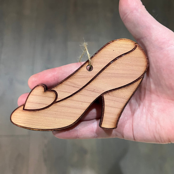 Heart Slipper - Cedar Ornament