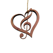 Heart and Treble Clef note - Cedar Ornament