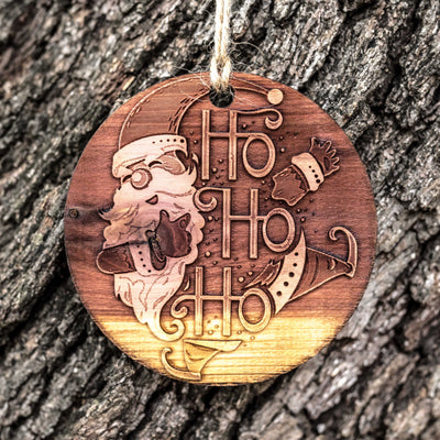 Ho Ho Ho - Raw Cedar Ornament 3x3in