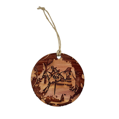 Horse Jumper - Raw Cedar Ornament 3x3in