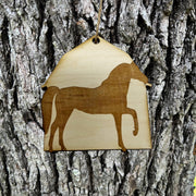 Ornament - Horse and Barn - Raw wood ornament