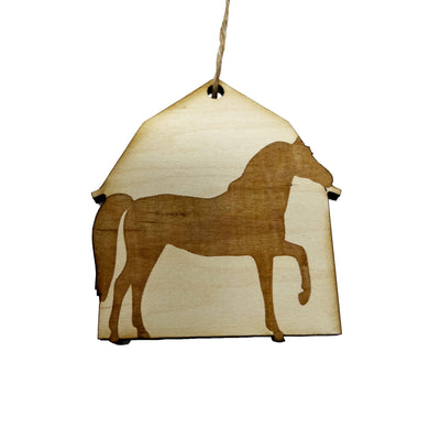 Ornament - Horse and Barn - Raw wood ornament
