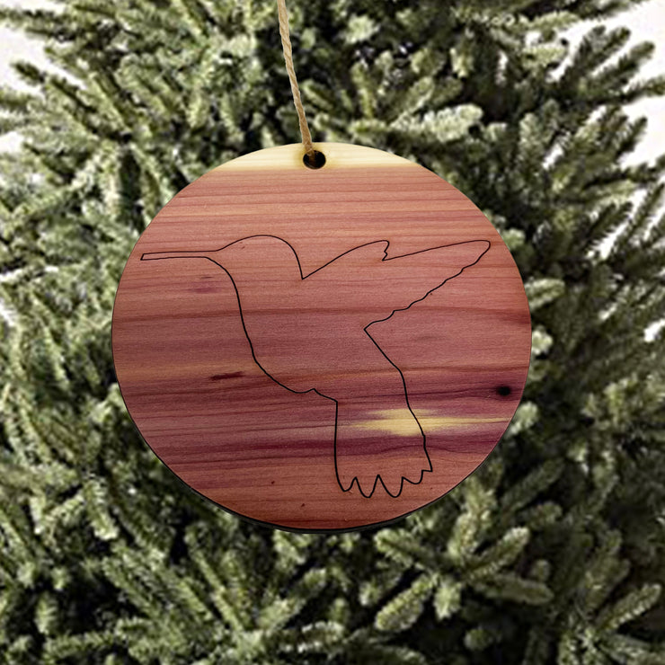 CEDAR Ornament - Hummingbird- Cedar Wood