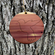 CEDAR Ornament - Hummingbird- Cedar Wood