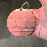 CEDAR Ornament - Hummingbird- Cedar Wood