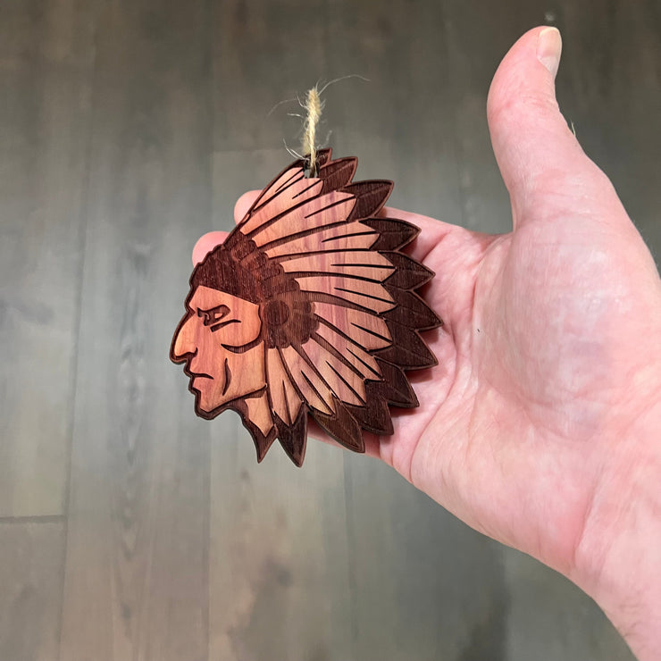 Indian Chief - Cedar Ornament