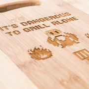 It's Dangerous to Grill Alone Cutting Board 14''x9.5''x.5'' Bamboo