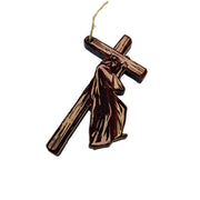 Jesus carrying cross - Cedar Ornament