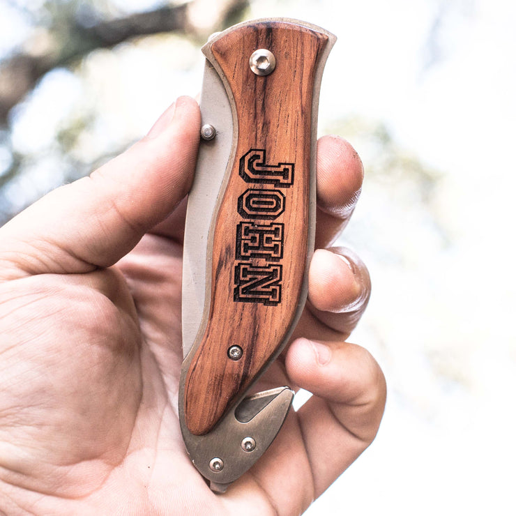 Knife - Personalized - Rosewood Liner Lock Knife - 138