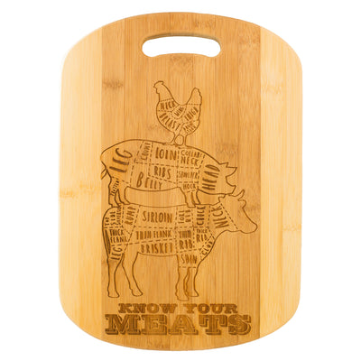 Know Your Meats Cutting Board 14''x9.5''x.5'' Bamboo