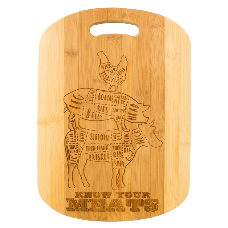 Know Your Meats Cutting Board 14''x9.5''x.5'' Bamboo