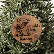 Koala Worlds Best Nanny - Cedar Ornament