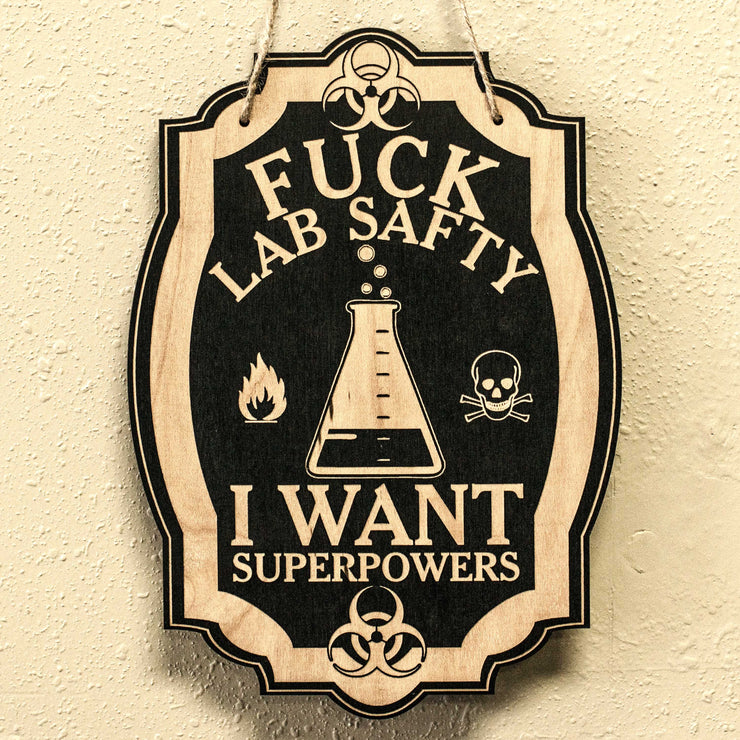 Lab Safety - Black Door Sign 7x9.5in