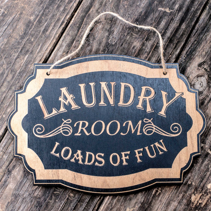 Laundry Room - Black Door Sign 7x9.5in