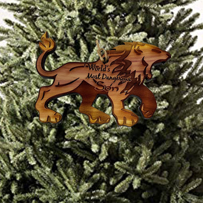 LION Worlds Most Dangerous Son - Cedar Ornament