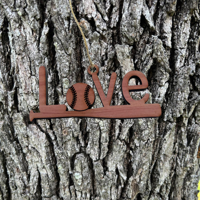 Love Baseball - Cedar Ornament