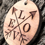 Love Crossed Arrows - Raw Cedar Ornament 3x3in