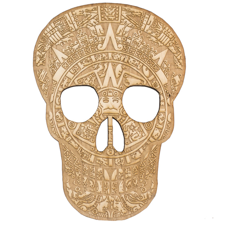 Mayan Skull 7x10 Laser Engraved Wood Silhouette