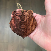 Mean Grizzly - Cedar Ornament