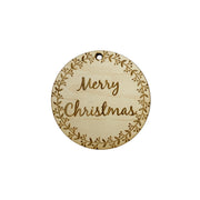 Merry Christmas Ornament - Raw Wood