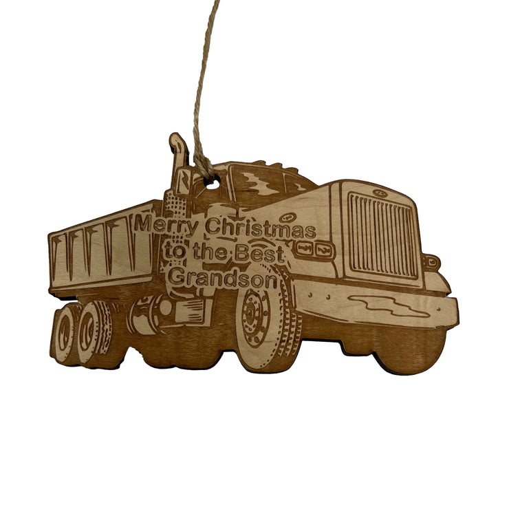 Merry Christmas to the best Grandson Dump Truck - Ornament